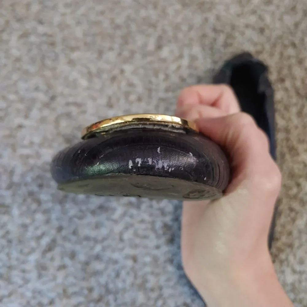 Tory Burch Travel Ballet Flats Women's 7.5 Black Snake Print Leather Gold Logo